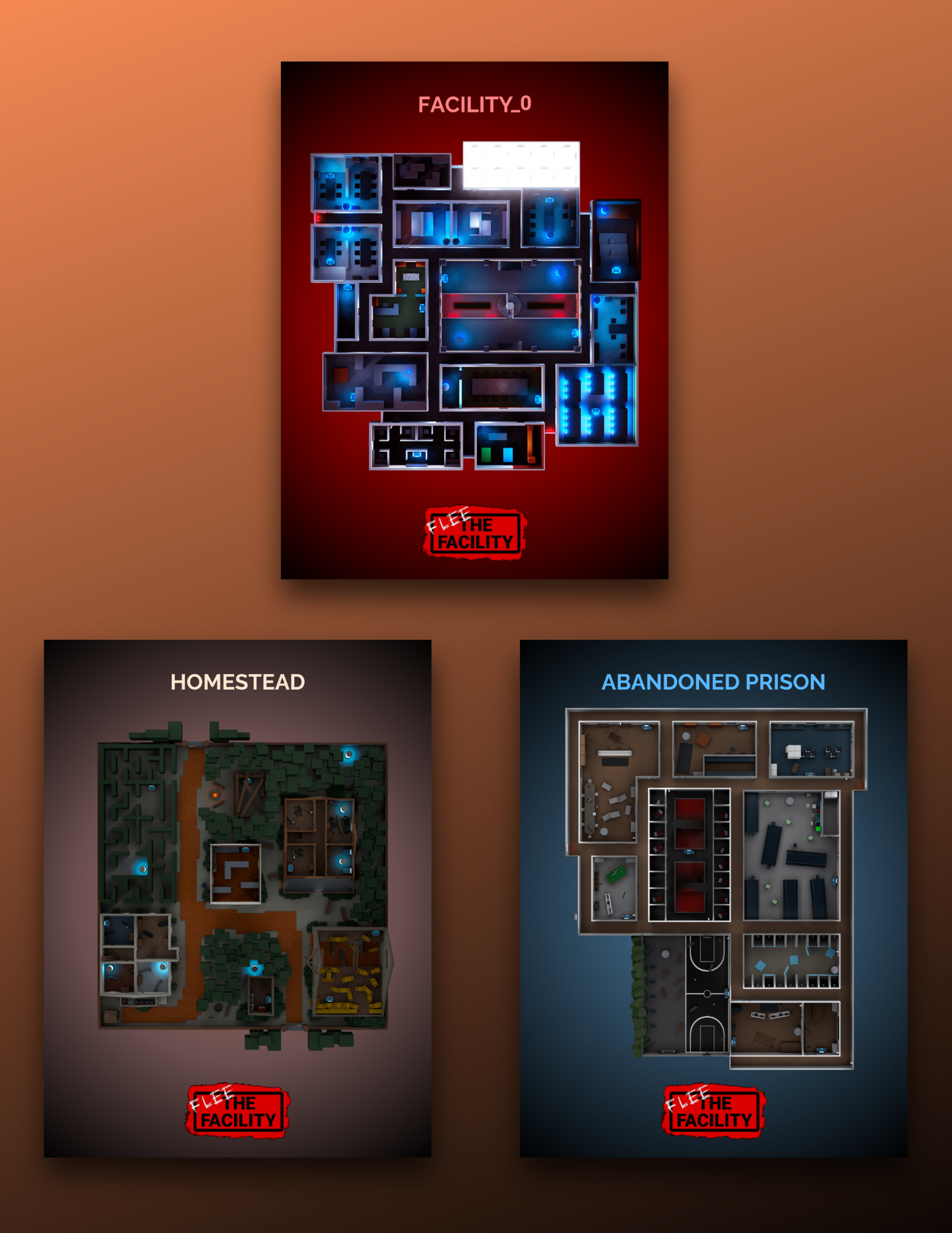 Flee The Facility Triple Map Poster Set Flee The Facility Store flee-the-facility-triple-map-poster-set-flee-the-facility-store
